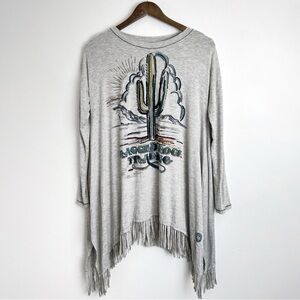 Double D Ranch Ragged Rock Trading Fringe Graphic Tee Shirt Top